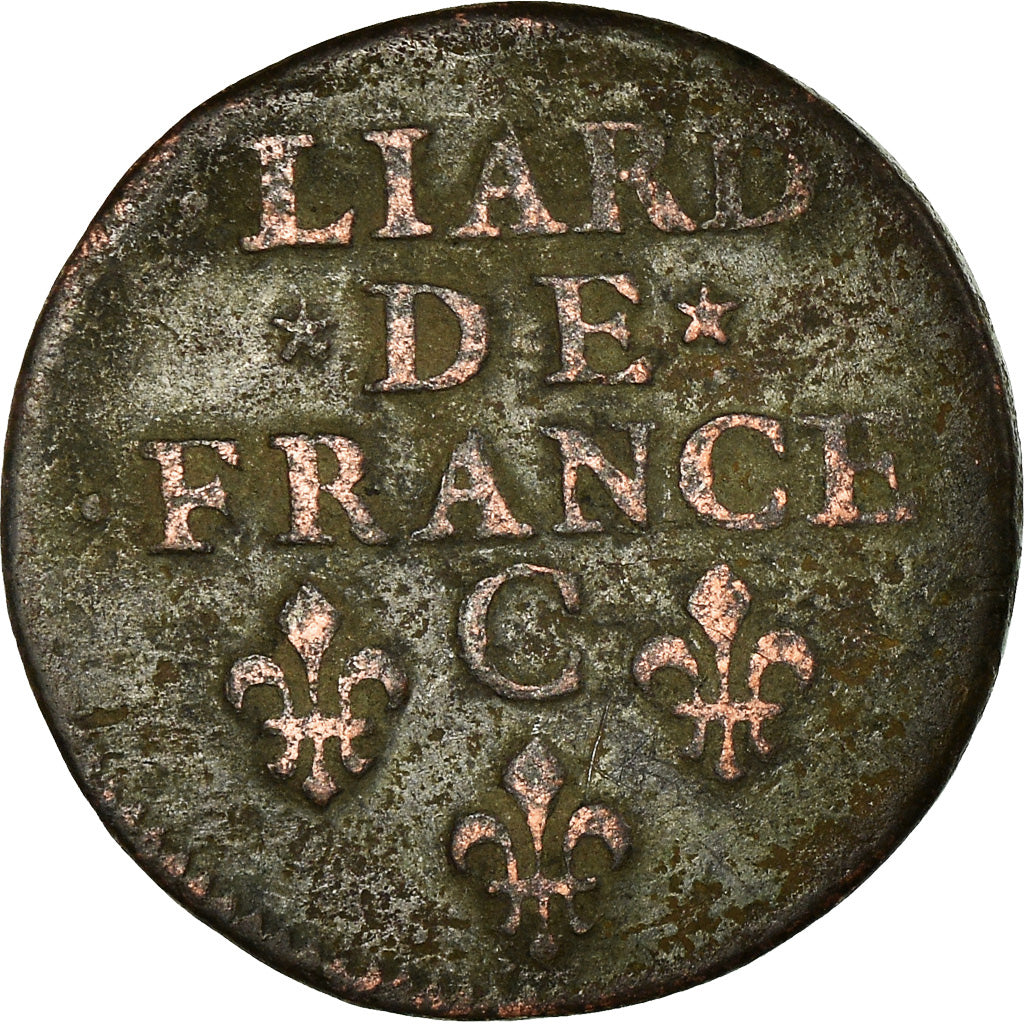 Monnaie, France, Louis XIV, Liard de France, 1657, Caen, B+, Cuivre, C2G:54