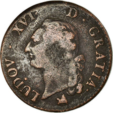 Coin, France, Louis XVI, Sol à l'Ecu, 1791, Rouen, VF(20-25), Copper