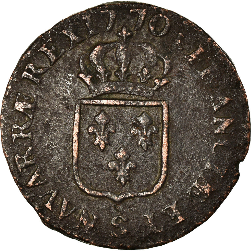 Moeda, França, Louis XV, Sol à la vieille tête, 1770, Reims, VF(30-35)