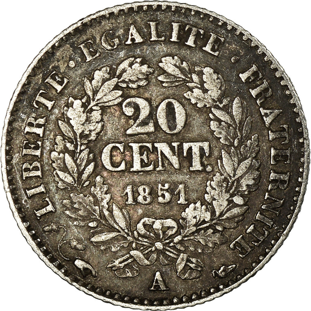 Coin, France, Cérès, 20 Centimes, 1851, Paris, EF(40-45), Silver, KM:758.1