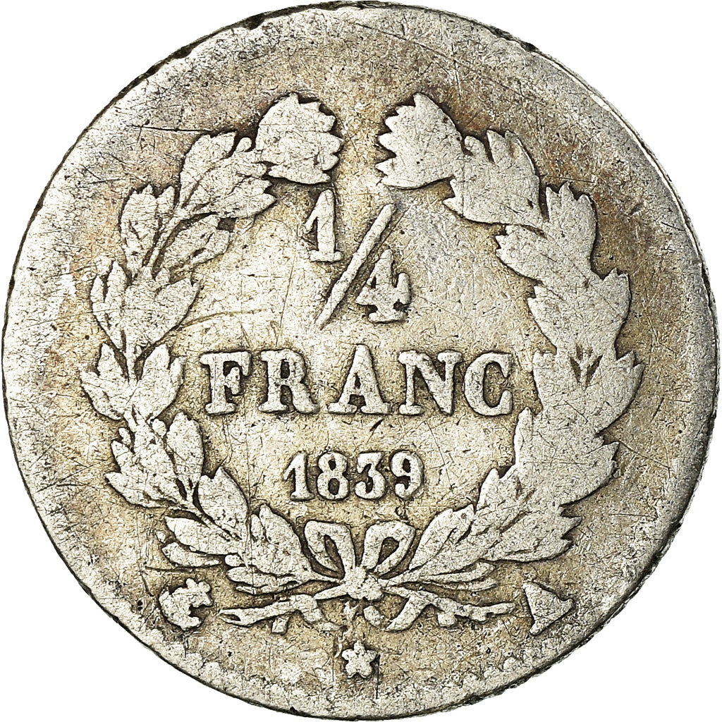 Monnaie, France, Louis-Philippe, 1/4 Franc, 1839, Paris, TB, Argent