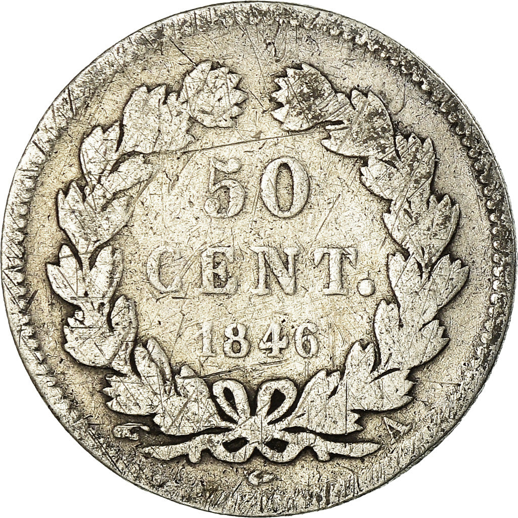 Coin, France, Louis-Philippe, 50 Centimes, 1846, Paris, VG(8-10), Silver