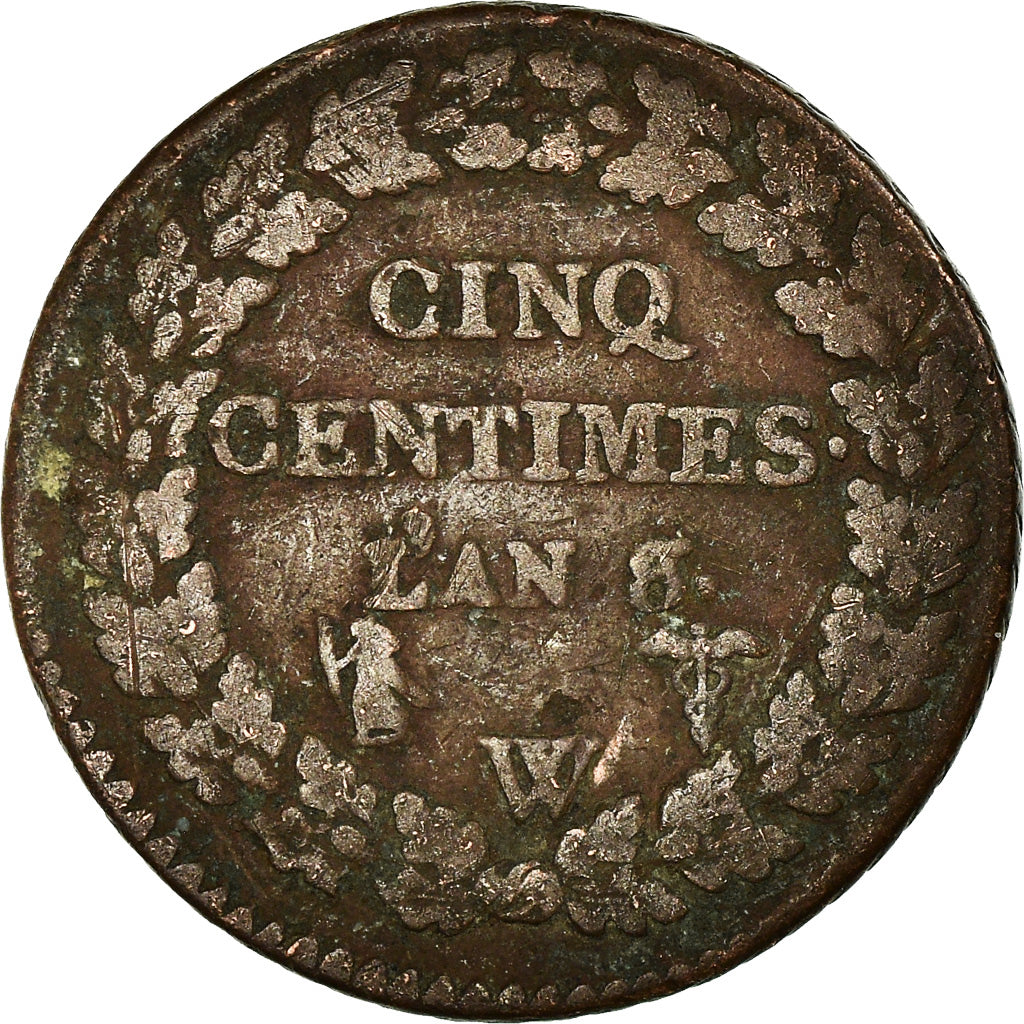 Moeda, França, Dupré, 5 Centimes, An 8/6, Lille, VF(20-25), Bronze