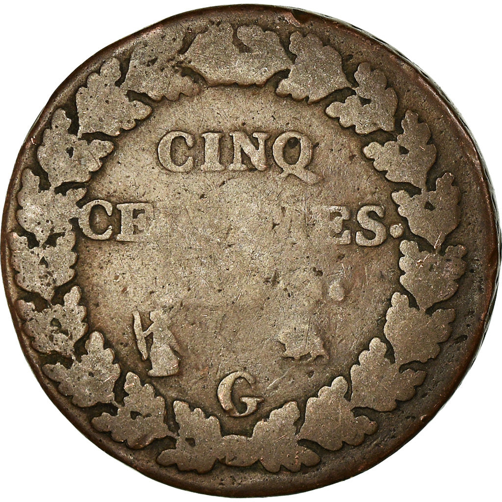 Monnaie, France, Dupré, 5 Centimes, An 8 ou 9, Genève, TB, Bronze