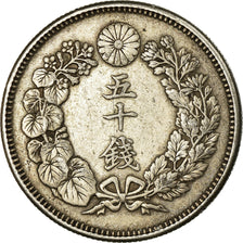 Coin, Japan, Mutsuhito, 50 Sen, 1907, EF(40-45), Silver, KM:31