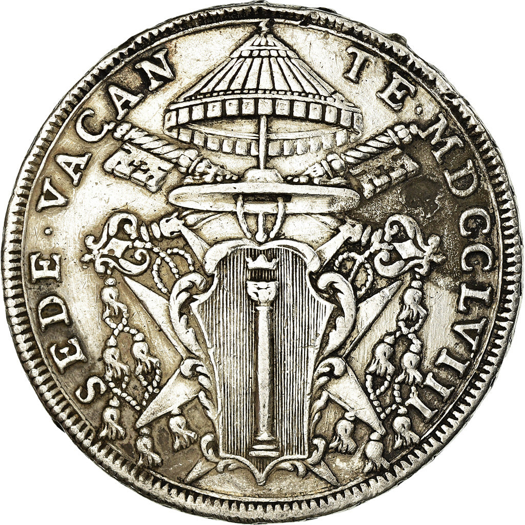 Coin, ITALIAN STATES, PAPAL STATES, Scudo, 1758, Rome, VF(30-35), Silver