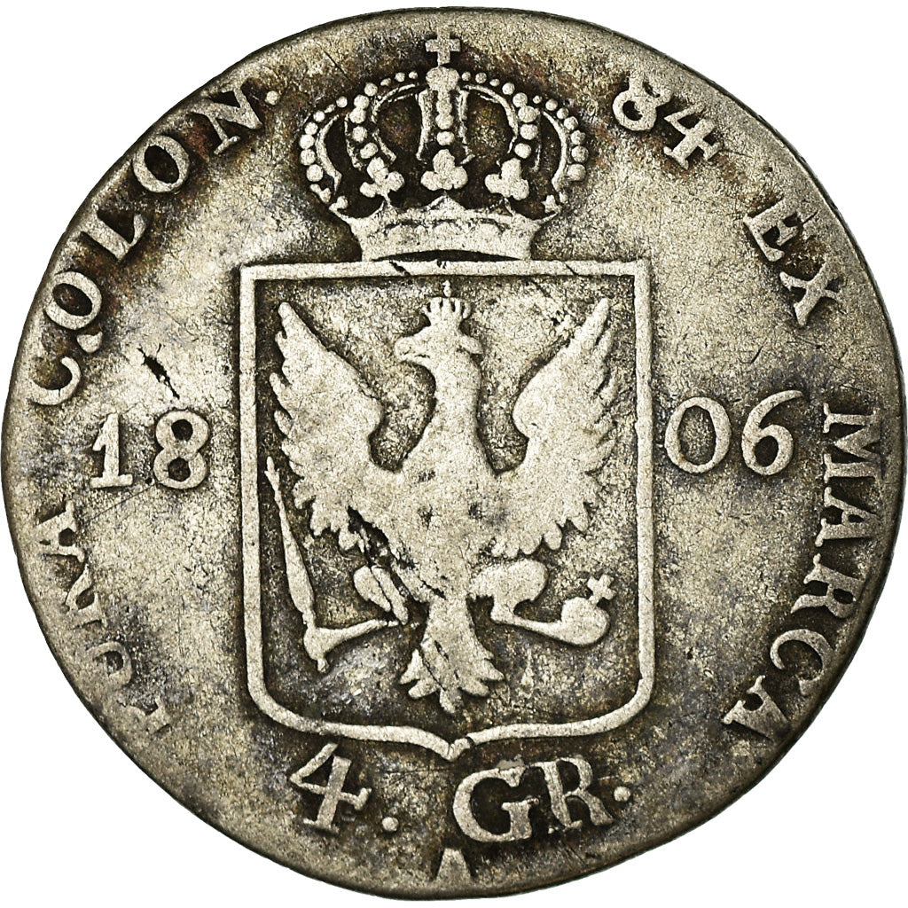 Monnaie, Etats allemands, PRUSSIA, Friedrich Wilhelm III, 4 Groschen, 1806, B
