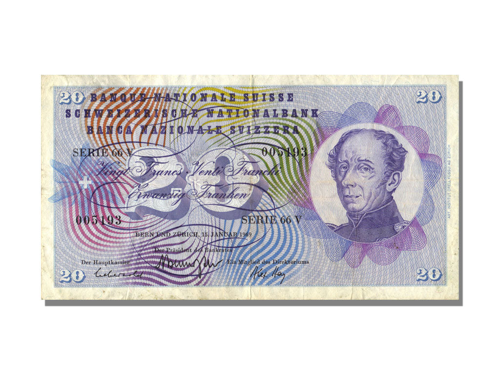 Switzerland, 20 Francs, 1969, 1969-01-15, EF(40-45), 66V