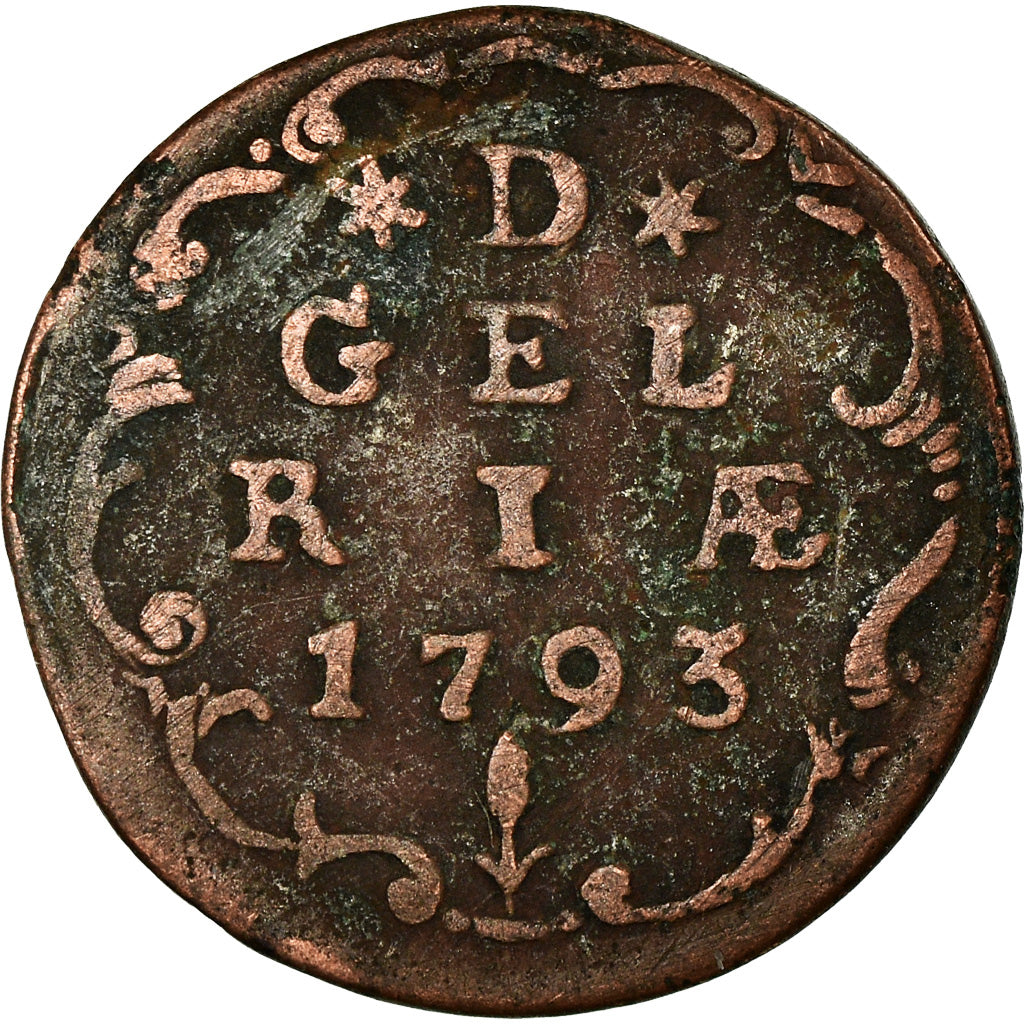 Coin, Netherlands, GELDERLAND, Duit, 1793, VF(20-25), Copper, KM:108
