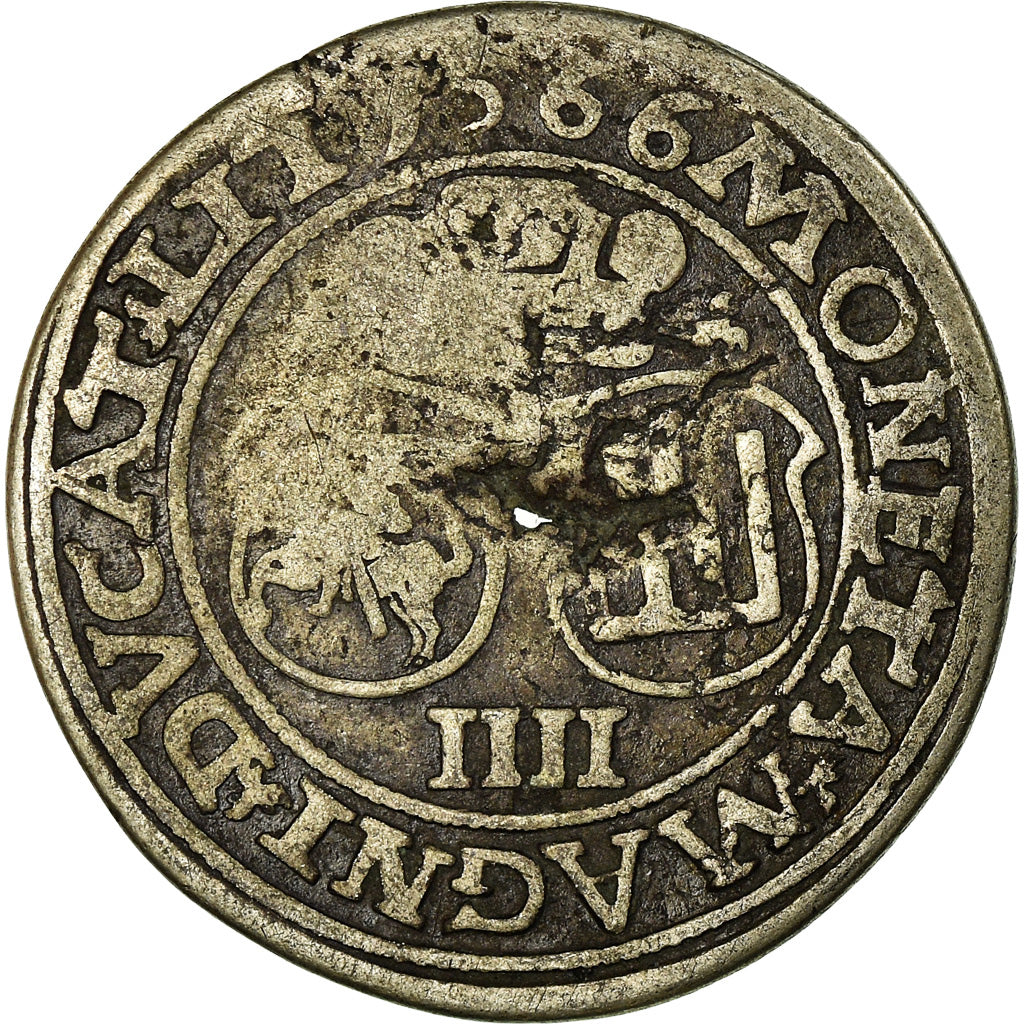 Coin, Lithuania, Sigismund II, 4 Groschen, 1566, Vilna, VF(20-25), Silver