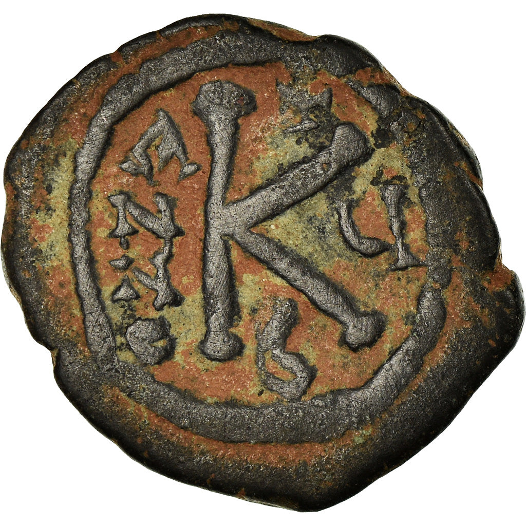 Münze, Maurice Tiberius, Half Follis, 586-587, Antioch, S+, Bronze, Sear:535