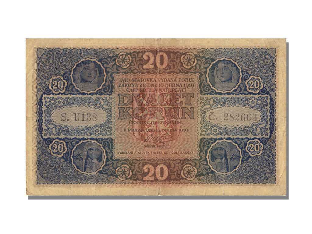 Czechoslovakia, 20 Korun, 1919, 1919-04-15, EF(40-45)