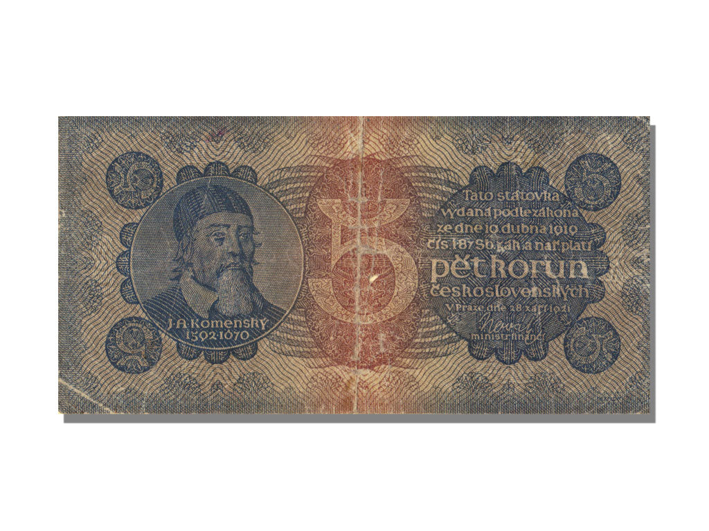 Czechoslovakia, 5 Korun, 1921, KM #15, 1921-09-28, VF(30-35)