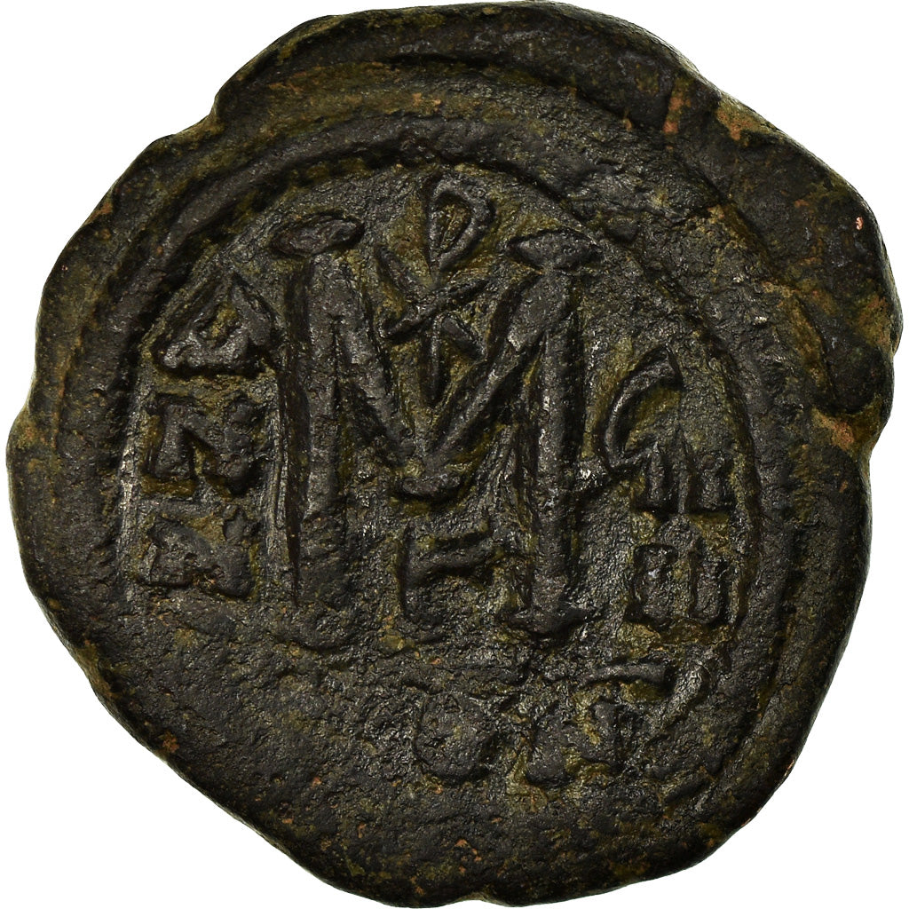 Coin, Justin II, Follis, 573-574, Constantinople, EF(40-45), Copper, Sear:360