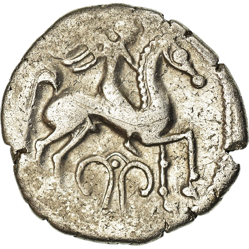 Coin, Pictones, Drachme au cavalié ailé, Ist century BC, EF(40-45), Electrum