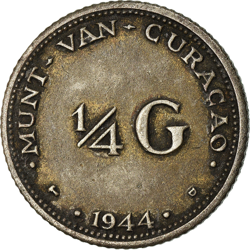 Coin, Curacao, 1/4 Gulden, 1944, Denver, USA, EF(40-45), Silver, KM:44
