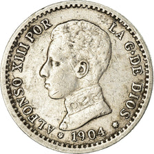 Coin, Spain, Alfonso XIII, 50 Centimos, 1904 (10), EF(40-45), Silver, KM:723