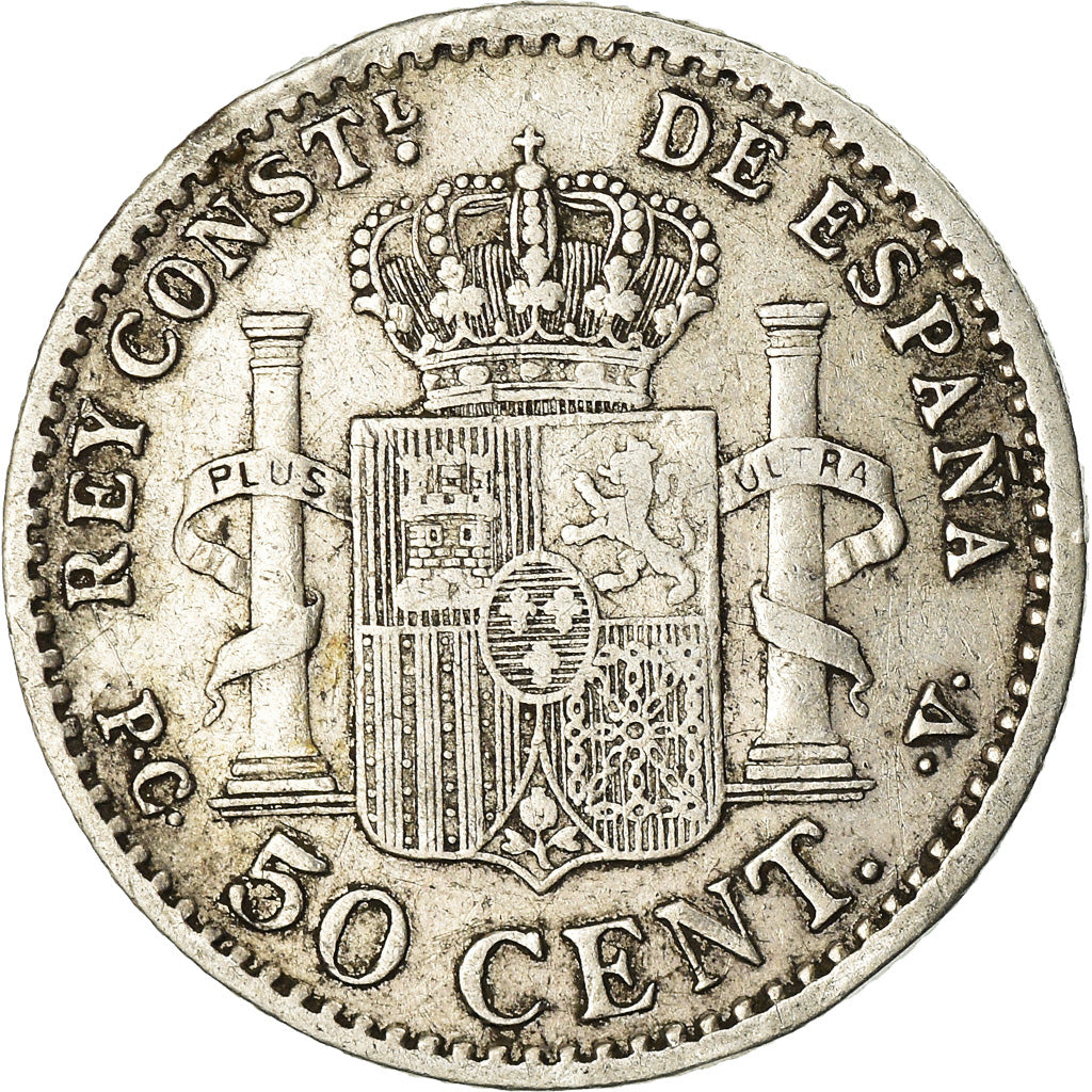 Coin, Spain, Alfonso XIII, 50 Centimos, 1904 (10), EF(40-45), Silver, KM:723