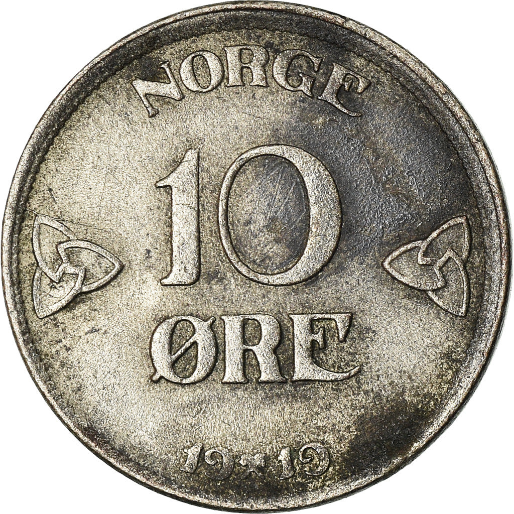 Coin, Norway, Haakon VII, 10 Öre, 1919, EF(40-45), Silver, KM:372