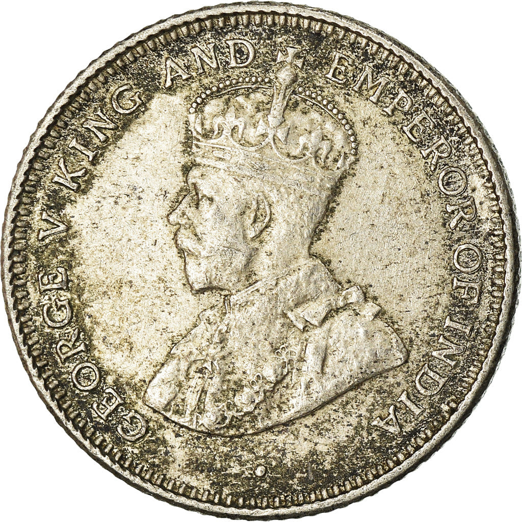 Coin, Ceylon, George V, 25 Cents, 1922, AU(55-58), Silver, KM:105a