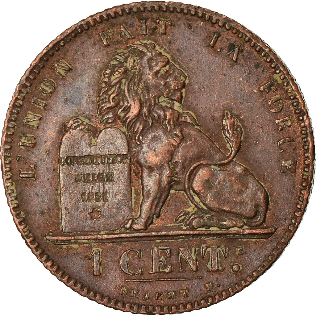 Coin, Belgium, Leopold I, Centime, 1862, AU(50-53), Copper, KM:1.4