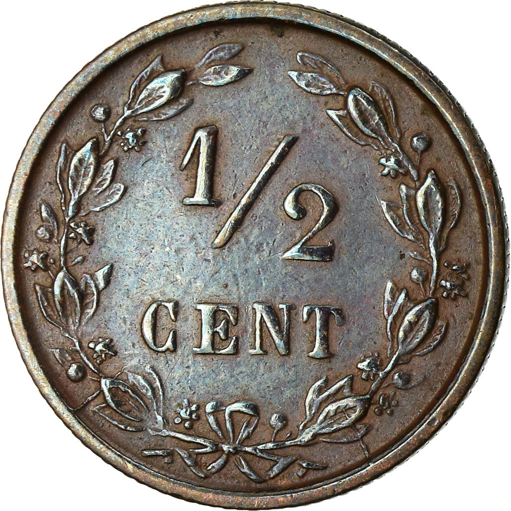 Coin, Netherlands, William III, 1/2 Cent, 1885, EF(40-45), Bronze, KM:109.1