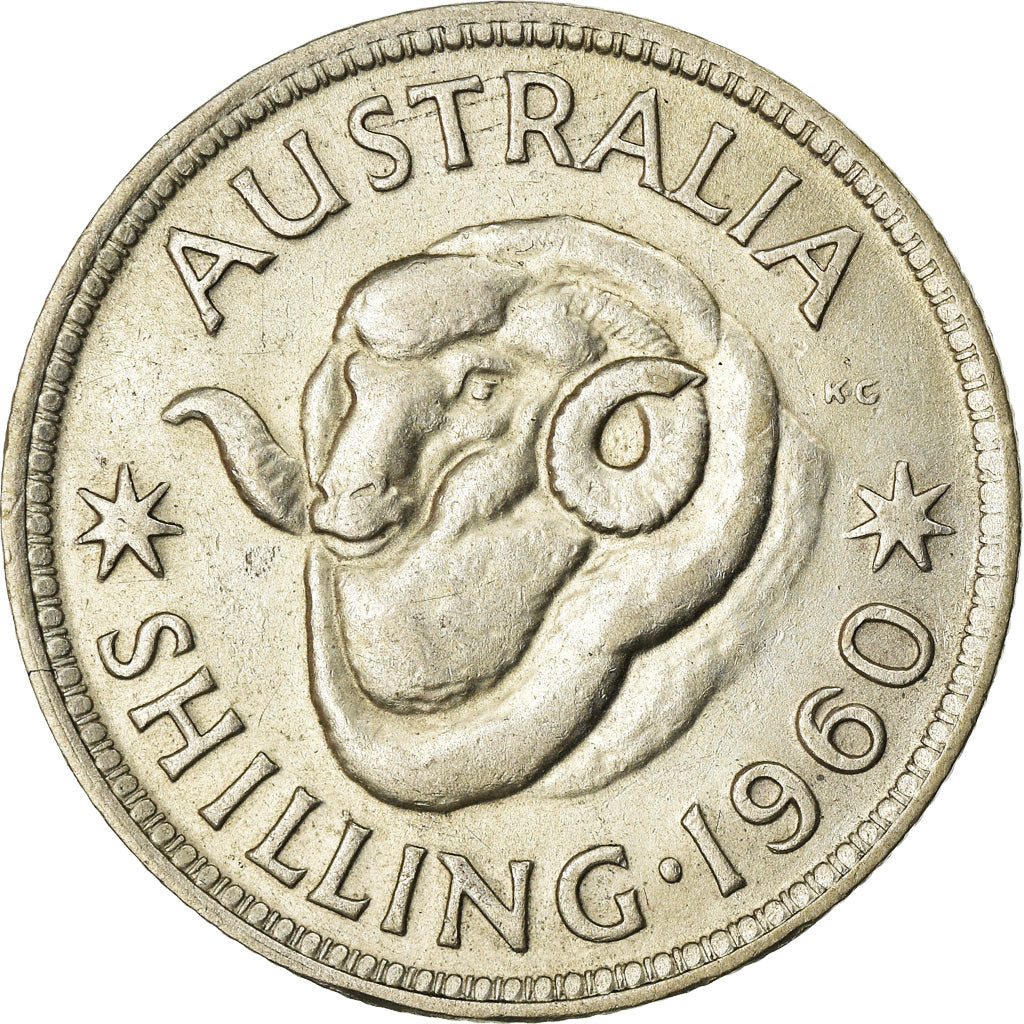 Coin, Australia, Elizabeth II, Shilling, 1960, Melbourne, EF(40-45), Silver