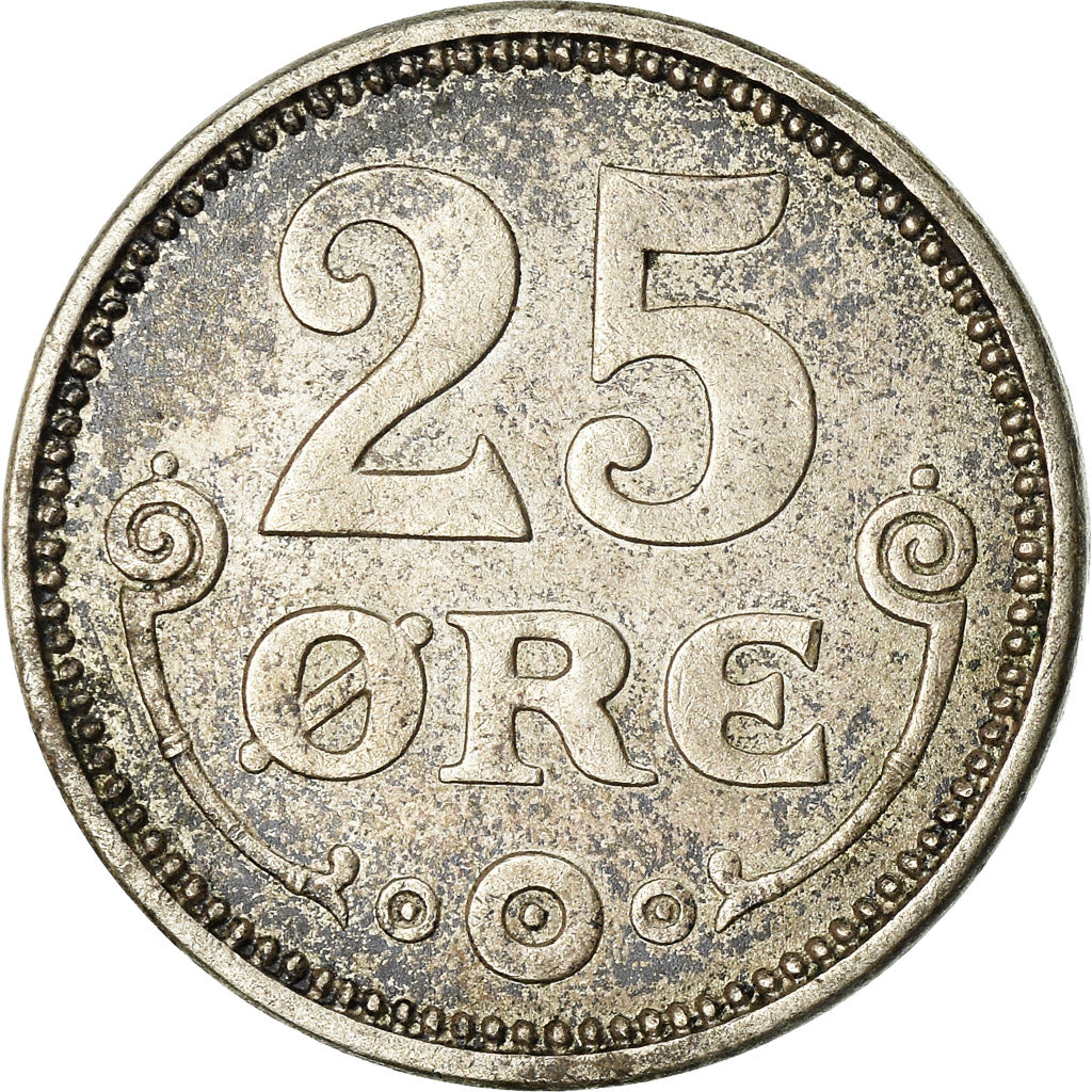 Coin, Norway, Haakon VII, 25 Öre, 1919, AU(50-53), Silver, KM:373