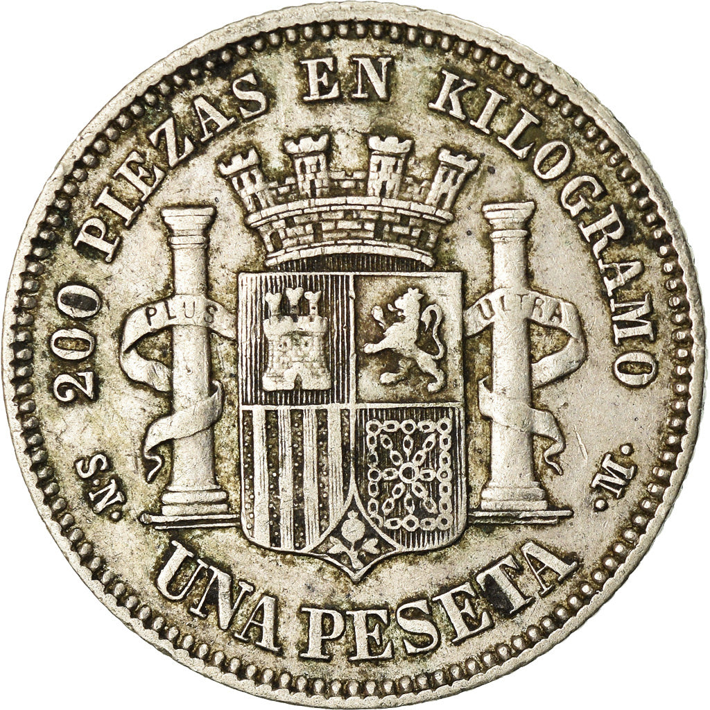 Moneta, Spagna, Provisional Government, Peseta, 1870, BB, Argento, KM:653