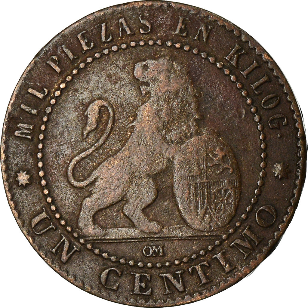 Coin, Spain, Provisional Government, Centimo, 1870, VF(30-35), Copper, KM:660