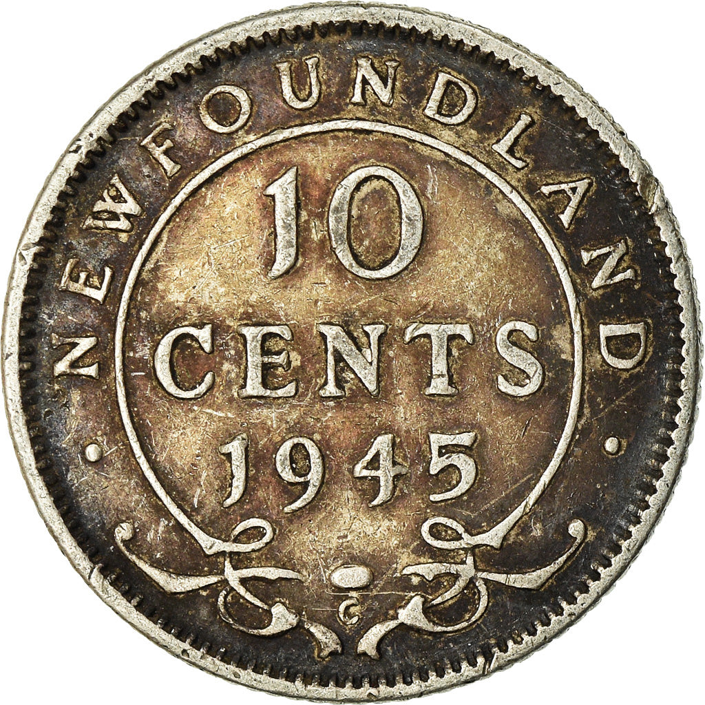Coin, NEWFOUNDLAND, 10 Cents, 1945, Royal Canadian Mint, Ottawa, EF(40-45)