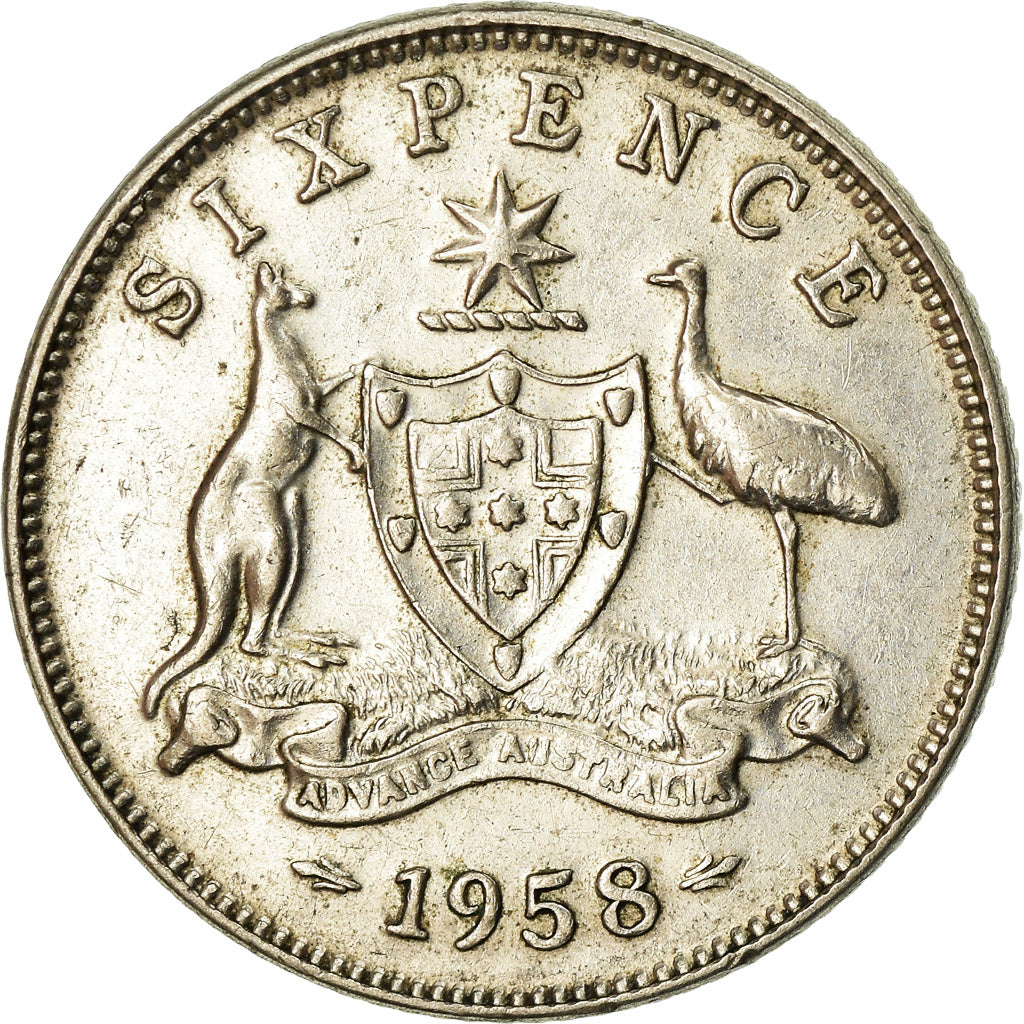 Coin, Australia, Elizabeth II, Sixpence, 1858, Melbourne, VF(30-35), Silver