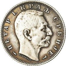 Coin, Serbia, Peter I, Dinar, 1915, Paris, EF(40-45), Silver, KM:25.3