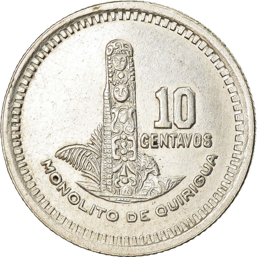 Coin, Guatemala, 10 Centavos, 1953, AU(50-53), Silver, KM:256.1