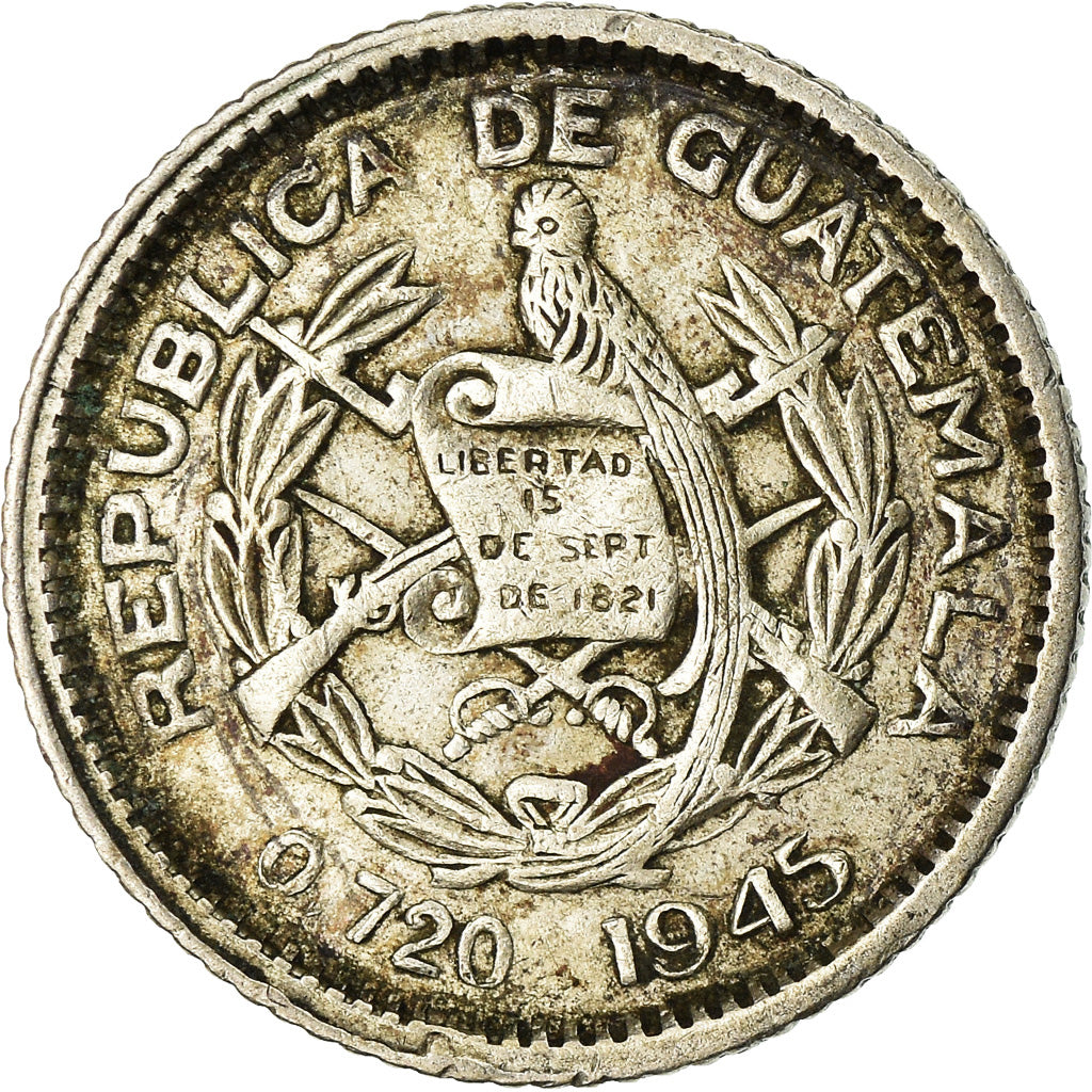Moneda, Guatemala, 5 Centavos, 1924, MBC, Plata, KM:238.1