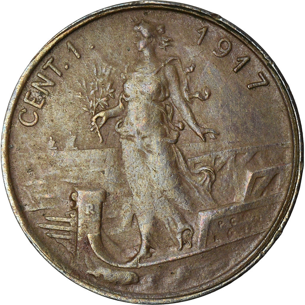 Coin, Italy, Vittorio Emanuele III, Centesimo, 1917, Rome, AU(50-53), Bronze