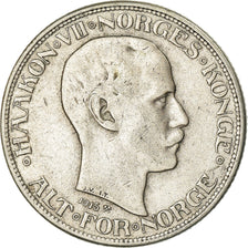 Moneta, Norvegia, Haakon VII, 50 Öre, 1915, MB+, Argento, KM:374