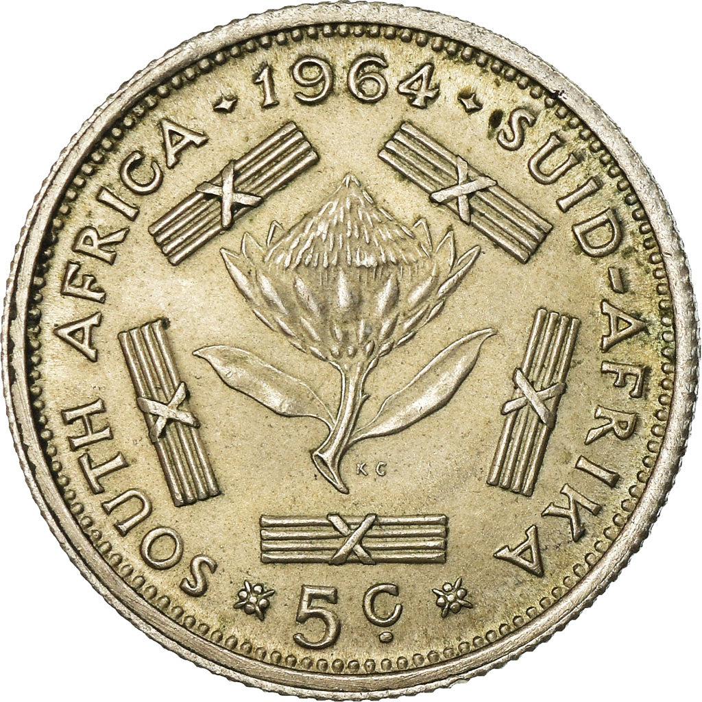 Coin, South Africa, 5 Cents, 1964, AU(55-58), Silver, KM:59