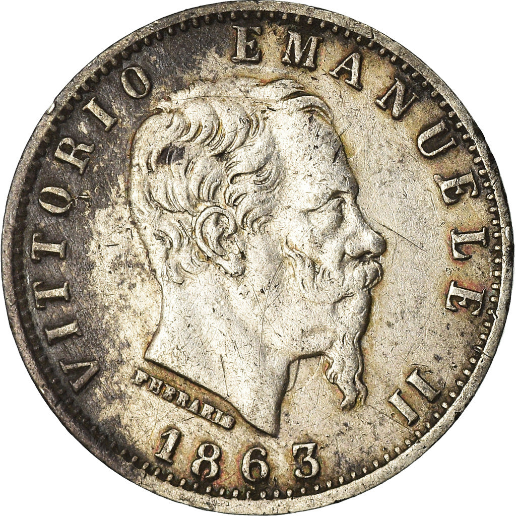 Coin, Italy, Vittorio Emanuele II, 20 Centesimi, 1863, Milan, VF(30-35), Silver
