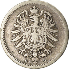 Coin, GERMANY - EMPIRE, Wilhelm I, 20 Pfennig, 1875, Munich, VF(20-25), Silver