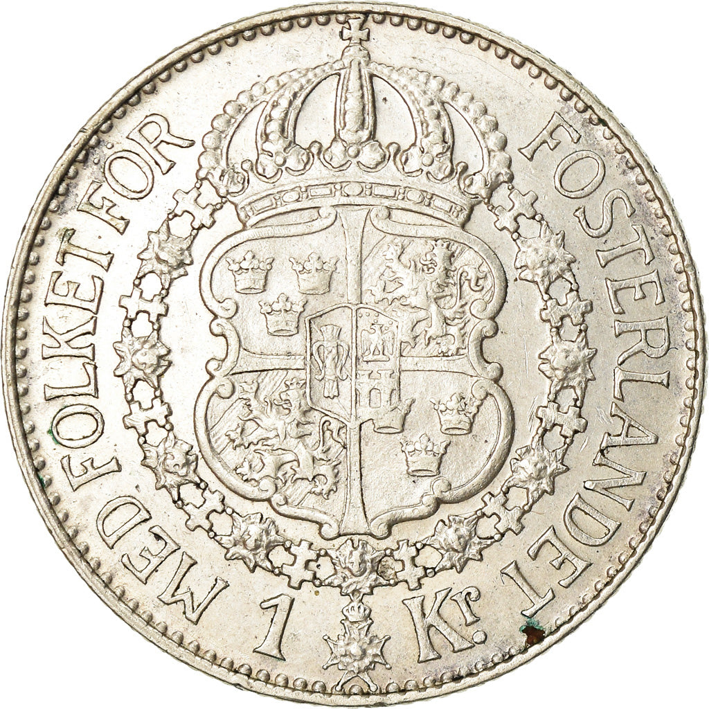 Coin, Sweden, Gustaf V, Krona, 1937, AU(50-53), Silver, KM:786.2