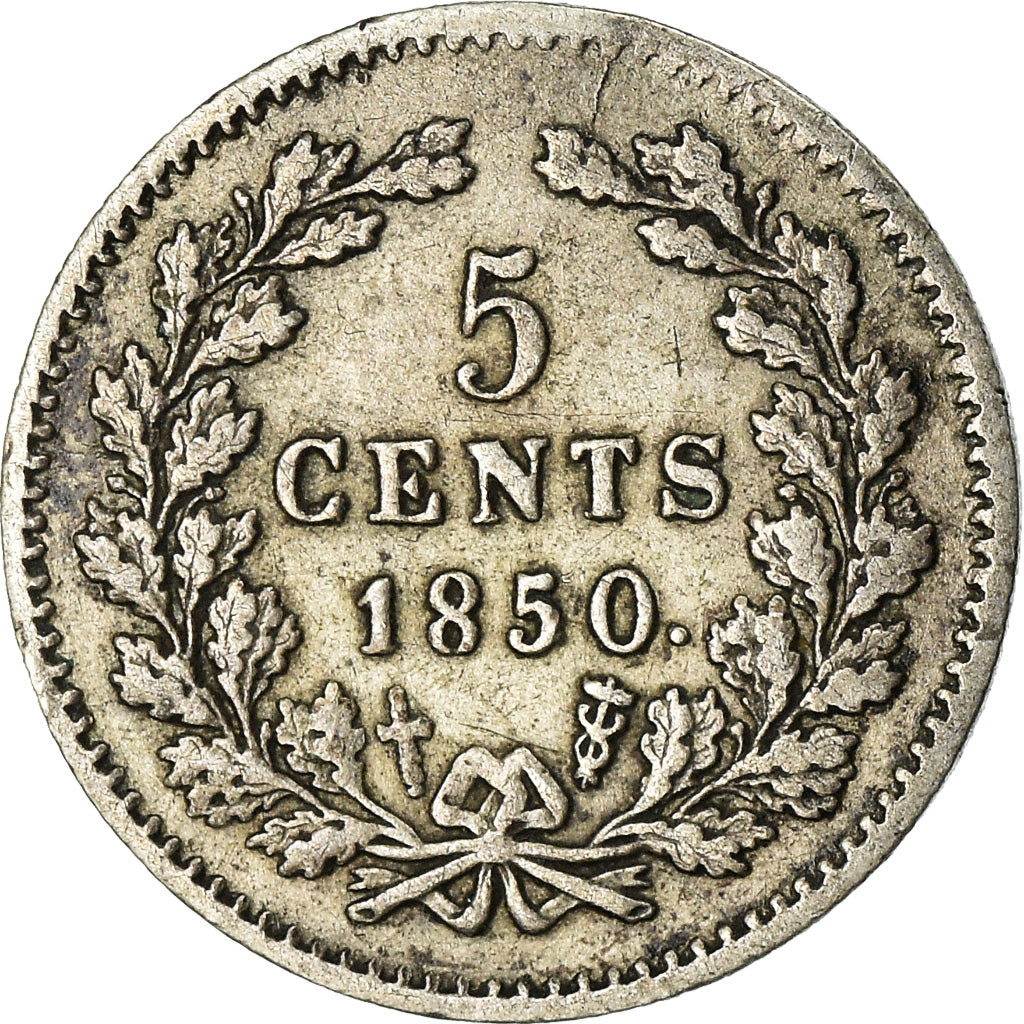 Coin, Netherlands, William III, 5 Cents, 1850, EF(40-45), Silver, KM:91