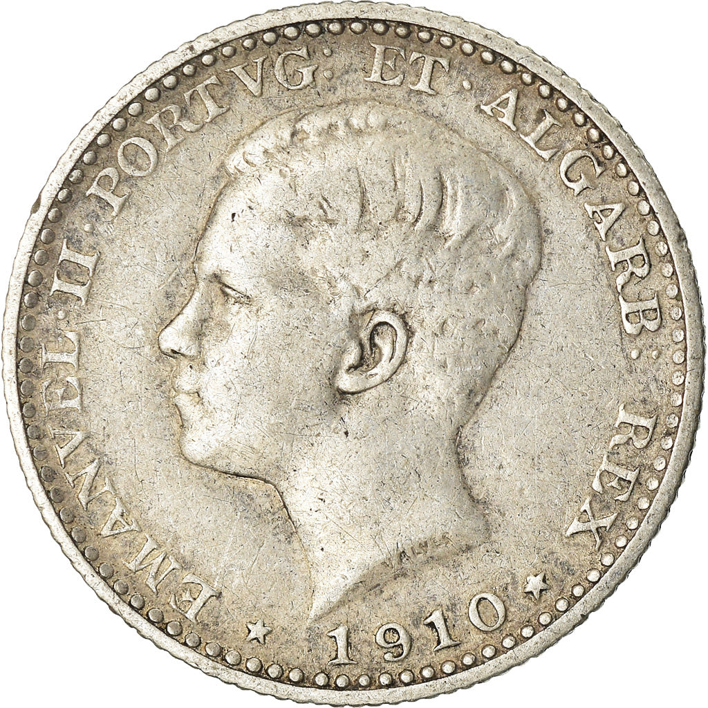 Coin, Portugal, Manuel II, 100 Reis, 1910, EF(40-45), Silver, KM:548
