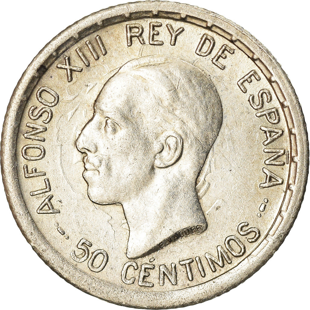 Coin, Spain, Alfonso XIII, 50 Centimos, 1926, AU(50-53), Silver, KM:741