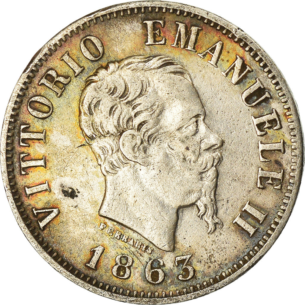 Moneta, Włochy, Vittorio Emanuele II, 50 Centesimi, 1863, Milan, EF(40-45)