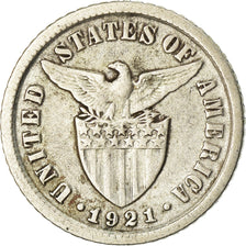 Moneta, Filipiny, 10 Centavos, 1921, EF(40-45), Srebro, KM:169