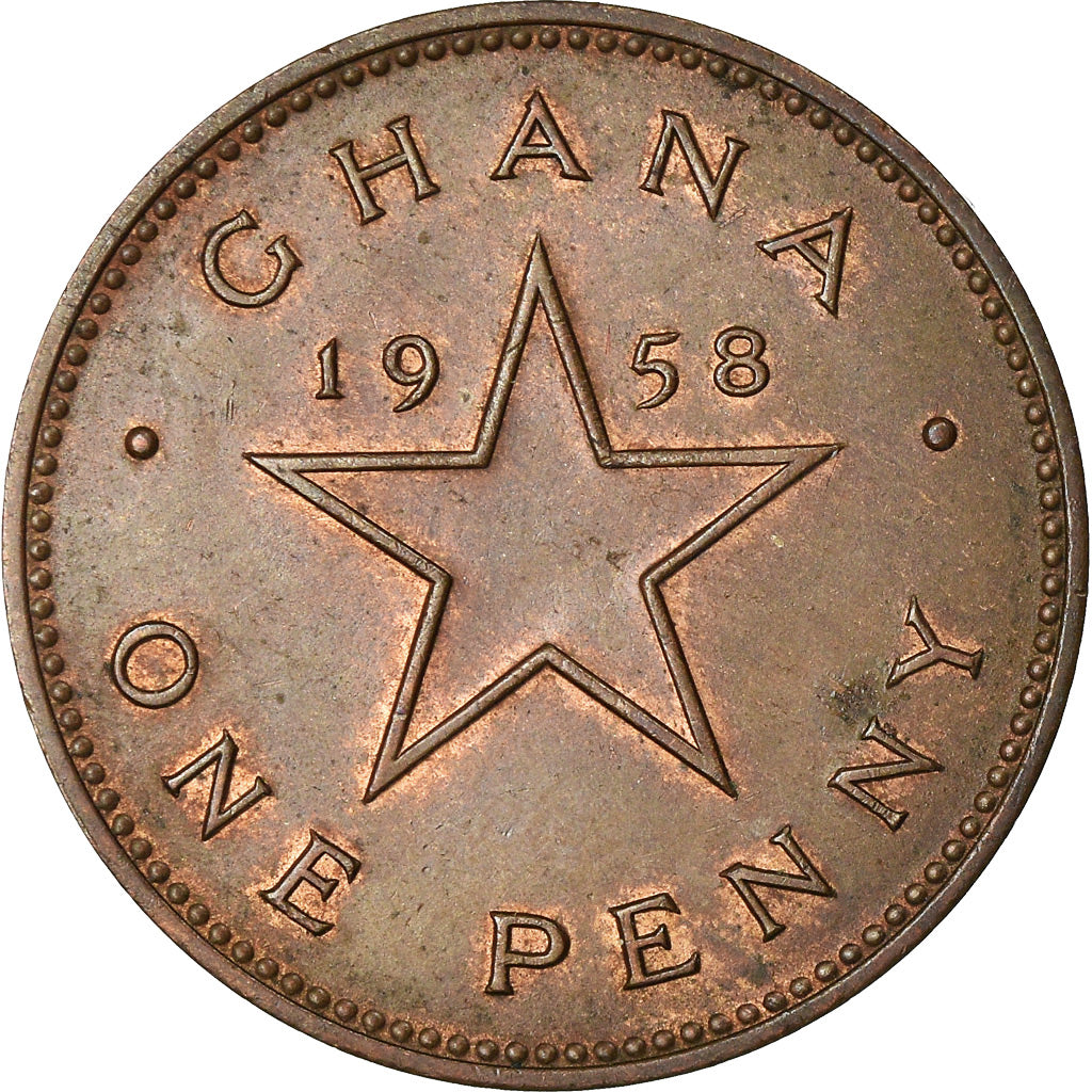 Coin, Ghana, Penny, 1958, AU(55-58), Bronze, KM:2