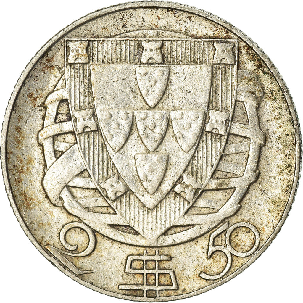 Coin, Portugal, 2-1/2 Escudos, 1944, EF(40-45), Silver, KM:580