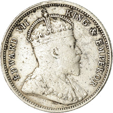 Coin, Ceylon, Edward VII, 50 Cents, 1910, EF(40-45), Silver, KM:99