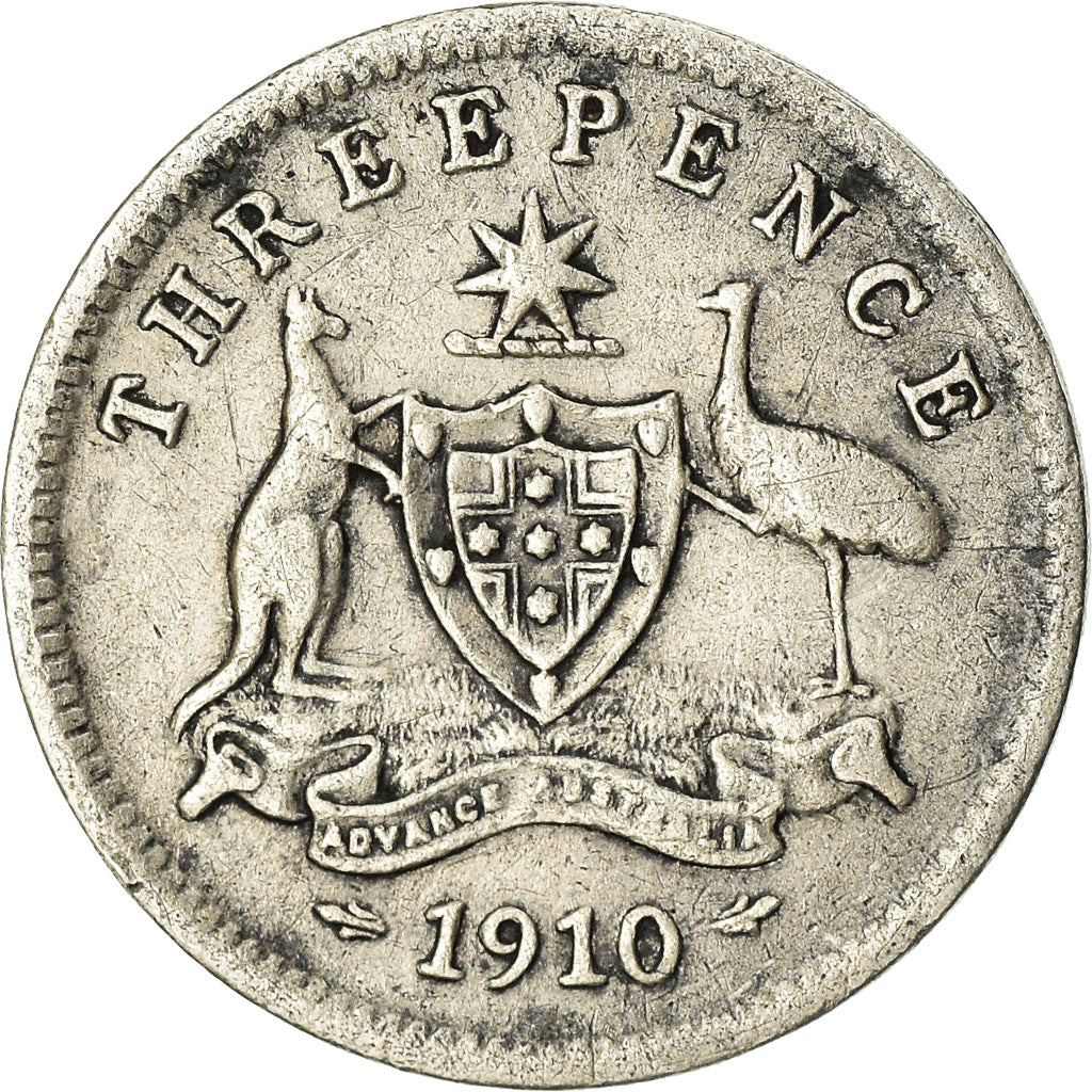 Coin, Australia, Edward VII, Threepence, 1910, London, VF(20-25), Silver, KM:18